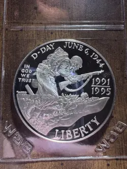 1993-W WORLD WAR 2 D-DAY PROOF SILVER DOLLAR 1991-1995 WWII