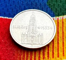 1934 A 2 MARK GERMAN SILVER WW2 GARRISONKIRCHE REICH COIN 5* SERVICE