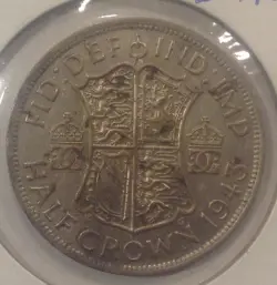OLD WORLD WAR 2 .500 SILVER COIN LOT UK GREAT BRITAIN 1943 HALF CROWN .2273 ASW