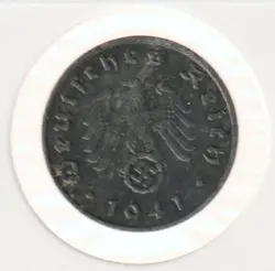 RARE WWII GERMAN PFENNIG WAR 1941-J WW2 GERMANY 1 REICHSPFENNIG COLLECTION COIN