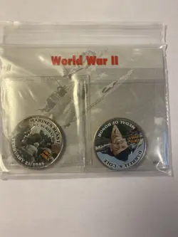 MYSTIC STAMP COMPANY WORLD WAR 2 WWII COLORIZED JFK HALF DOLLAR BIJ-8 FREE SHIP