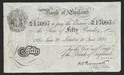 50 POUNDS 1932 EF OPERATION BERNHARD BANKNOTE WW2 NAZI FORGERY BANK OF ENGLAND