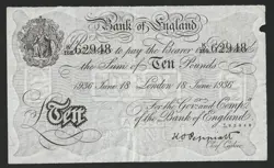 10 POUNDS 1937 EF OPERATION BERNHARD BANKNOTE WW2 NAZI FORGERY BANK OF ENGLAND