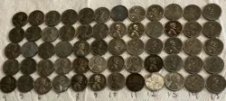 WW2 ERA ISSUED  1943 STEEL LINCOLN CENT LOT -  PDS MIX LOT OF 60