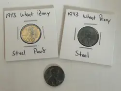  (3 PENNIES FOR 1 BID)      1943 STEEL WHEAT LINCOLN CENTS WW2 ISSUE