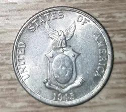 1945-D US-PHILIPPINES TWENTY CENTAVOS SILVER COIN WW2 COIN AU-UNC