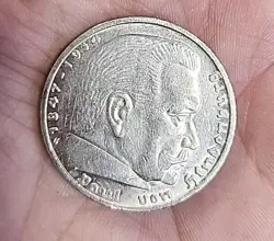 3RD REICH, PRE WW2 ERA 1936 GERMAN SILVER COIN 5 REICHSMARK 