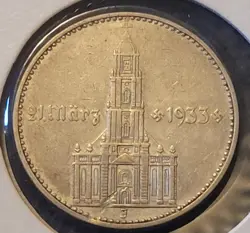 1934 J WW2 GERMAN NAZI 2 MARK POTSDAM CHURCH COIN