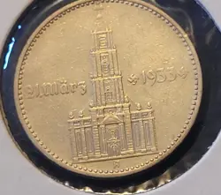 1934 A WW2 GERMAN NAZI 2 MARK POTSDAM CHURCH COIN