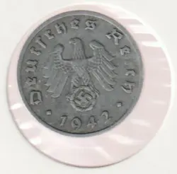 RARE WWII GERMAN PFENNIG WAR 1942-F  WW2 GERMANY 1 REICHSPFENNIG COLLECTION COIN