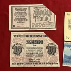 NAZI GERMAN CHRISTMAS WHW LOTTERIE GELD NOTE TICKET WWII WW2 THIRD REICH LOT