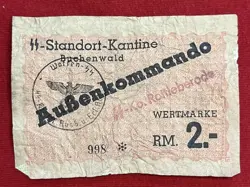 WW2 WWII GERMAN CONCENTRATION CAMP BUCHENWALD OFFICERS GUARDS CURRENCY 2 RM