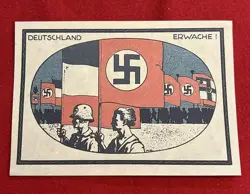 NAZI GERMAN DEUTSCHLAND ERWACHE NOTGELD BANKNOTE CURRENCY WWII WW2 THIRD REICH