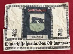 NAZI GERMAN WHW WINTER HELP NOTGELD BANKNOTE CURRENCY WWII WW2 THIRD REICH