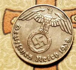 GERMANY 1938 E 1 REICHSPFENNIG   COIN 3RD REICH WW2 PFENNIG RP