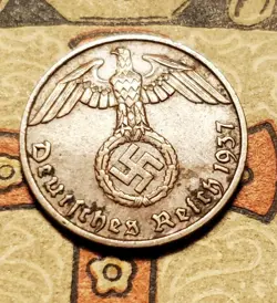 GERMANY 1937 F 1 REICHSPFENNIG   COIN 3RD REICH WW2 PFENNIG RP