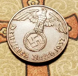 GERMANY 1937 A 1 REICHSPFENNIG   COIN 3RD REICH WW2 PFENNIG RP