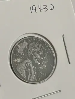 1943 D - STEEL LINCOLN WHEAT CENT PENNY FROM US MINT COIN KM 132A - WW2