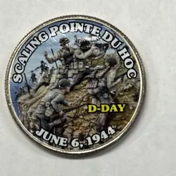 SCALING POINTE DU HOC - D-DAY JUNE 6 1944 WW2 - COLORIZED KENNEDY HALF DOLLAR