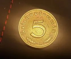 1937  WW2 THIRD REICH 5  REICHSPFENNIG  'TYPE A'  BRONZE-ALUMINIUM
