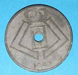 BELGIUM 25 CENTS 1942 WW2