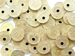 LOT GERMAN 45X 10 REICHSPFENNIG COINS 1937 - 1939 BRASS SWASTIKA 3RD WW2 PFENNIG
