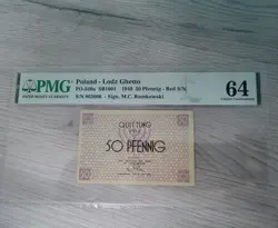 50 PFENNIG/BANKNOTE/GHETTO/LODZ/WW2/LITZMANNSTADT/POLAND/1940/GERMAN REICH/PMG