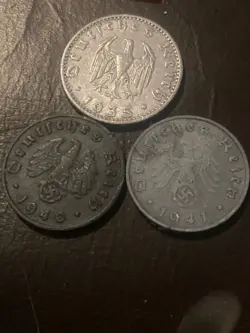 GERMANY THIRD REICH SWASTIKA COIN LOT WW2 ERA #F