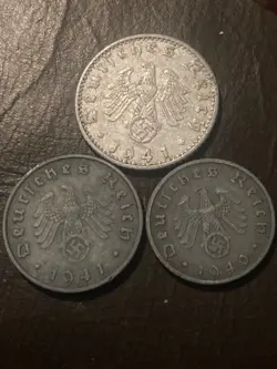 GERMANY THIRD REICH SWASTIKA COIN LOT WW2 ERA #A