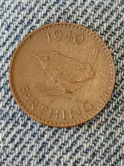 1940 GREAT BRITAIN FARTHING GREAT WW2 ERA COIN - FREE SHIPPING