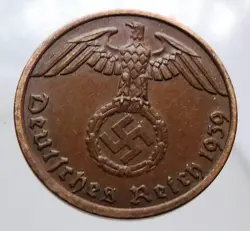 GERMANY 1 REICHSPFENNIG BRONZE COIN 1939 A WW2 THIRD REICH