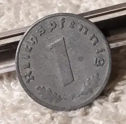  1941 WW2  1 REICHSPFENNIG ~ GERMAN ~ GERMANY, HEAVILY CIRCULATED WITH FLAWS 