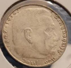 1939 J WW2 GERMAN NAZI 2 MARK COIN