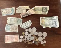 FOREIGN AND. US CURRENCY MIXED LOT COINS AND PAPER MONEY WW2