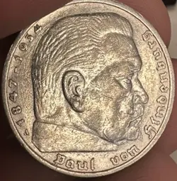 1935 D GERMANY THIRD REICH 5 REICHSMARK SILVER COIN. .90SC HIGH GRADE