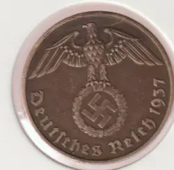 RARE WWII COPPER GERMAN WAR 1937-A WW2 GERMANY 2 REICHSPFENNIG COLLECTION COIN
