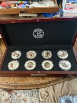 BRADFORD EXCHANGE 75TH VICTORY IN WW2 PROOF COIN SET IN BOX SILVER PLATE