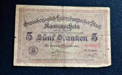 WW2 LUXEMBOURG 5 FRANC NOTE