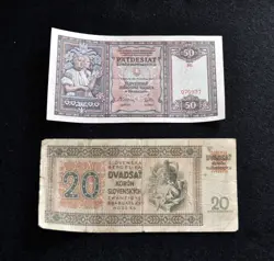 WW2 SLOVENSKA REPUBLIKA CURRENCY...LOT OF 2 NOTES