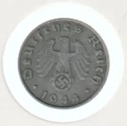 RARE WWII GERMAN PFENNIG WAR 1944-F WW2 GERMANY 1 REICHSPFENNIG COLLECTION COIN
