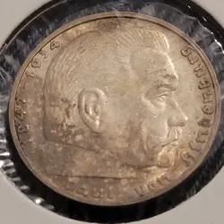 TONED 1939 G WW2 GERMAN NAZI 2 MARK COIN