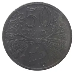 BOHEMIA AND MORAVIA 50 HALERU 1941 WW2 GERMAN OCCUPATION COINAGE