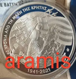 NEW SILVER 10 EURO 2021 COLOR🅰️ BATTLE OF CRETE 1941 WW2🅰️ GREECE GRECE GRECIA