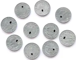 GERMAN LOT 10X 1 REICHSPFENNIG 1940 -1944 SWASTIKA COIN 3RD REICH WW2 PFENNIG RP