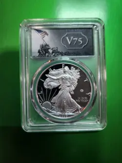 2020 W END OF WORLD WAR WW2 V75 PRIVY AMERICAN SILVER EAGLE PR70DCAM