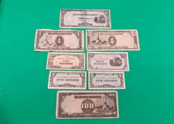 LOT OF 8 OCCUPIED PHILIPPINES BANKNOTES FROM WORLD WAR 2 - HISTORY