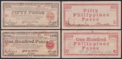 50 & 100 PESOS NEGROS US PHILIPPINE 1943 TREASURY EMERGENCY WW2 BANKNOTE