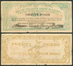 FREE NEGROS US ARMY MILITARY 20 PESOS PHILIPPINE  WW2 BANKNOTE #S716