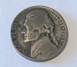 1943-S SILVER WAR NICKEL 1 COINS $.5 CENTS FACE VALUE 35% PURE SILVER WW2