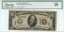 $10 1934-A BROWN SEAL EMERGENCY NOTES ISSUED DURING WW2 2303 LEGACY 20